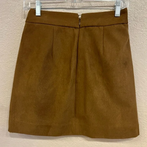 NWT J Crew Brown Faux Suede Mini Fully Lined Skirt Size 0 - Picture 5 of 7